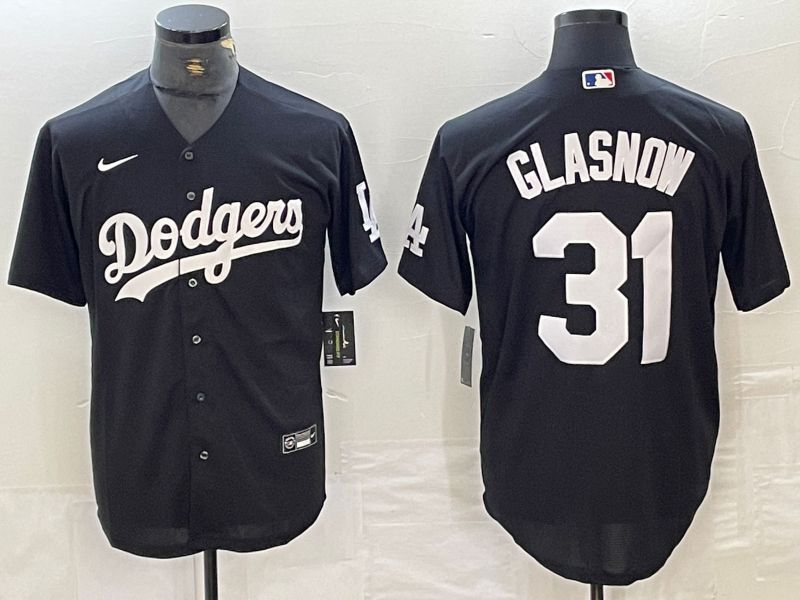 Men Los Angeles Dodgers 31 Glasnow Black Nike Game MLB Jersey style 2